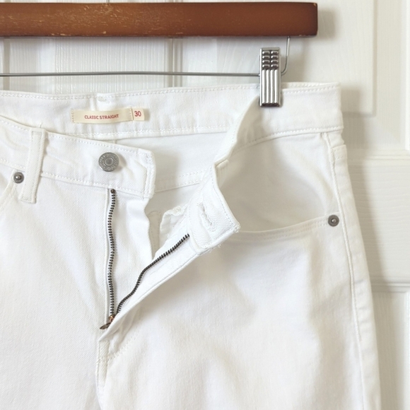 Levi's Classic High Waisted Slim Fit Straight Leg Jeans Simply White 30 - Picture 8 of 16